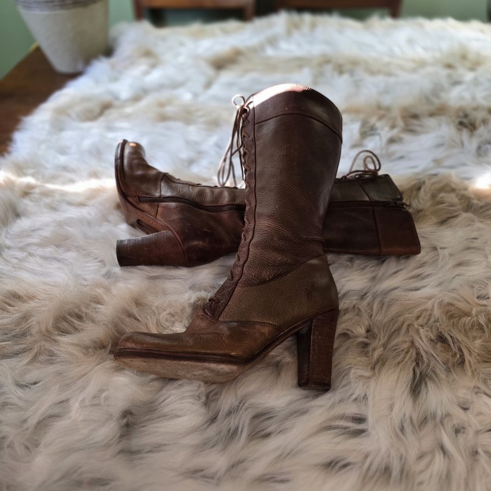 Frye Villager Lace Up 4 Inch Heel Boot